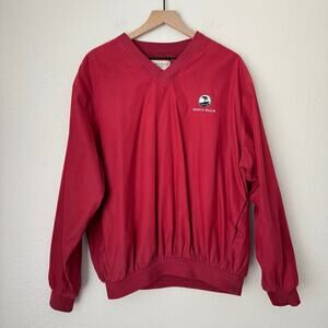 Pebble Beach Classic Men's Red Pullover Nylon Blend Sweater V-Neck Size Medium